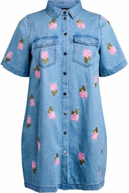 Zizzi Šaty 'Jevelyn'  modrá denim / kaki / ružová