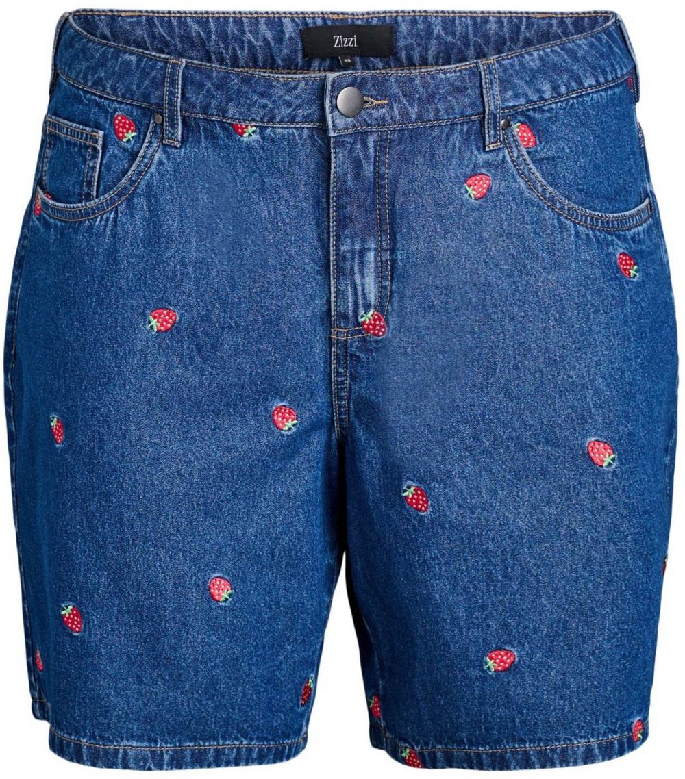Zizzi Džínsy 'Jeva'  modrá denim / zelená / červená