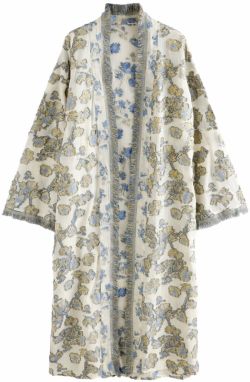 Next Kimono  kráľovská modrá / zlatá / biela ako vlna
