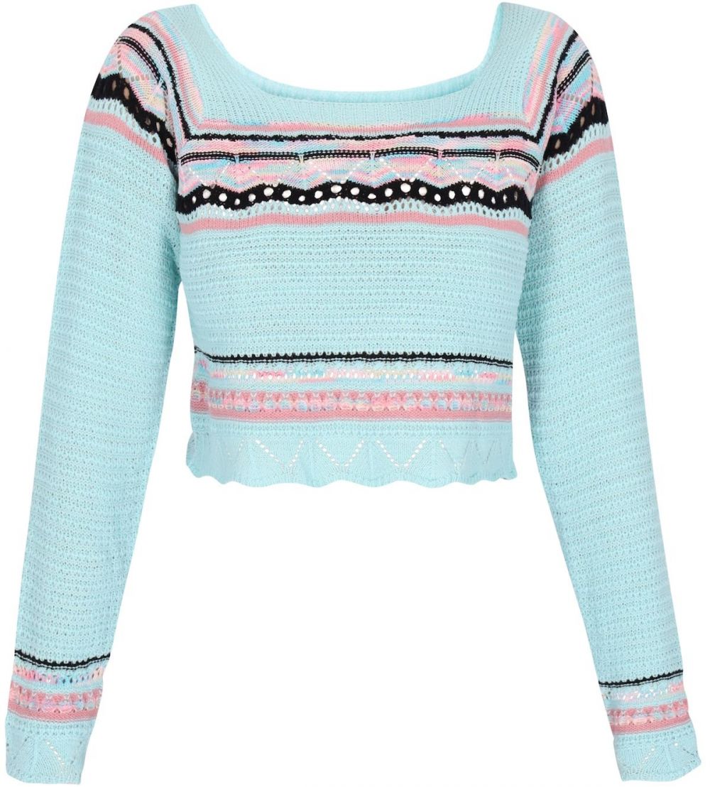 IZIA Sveter 'Boho'  tyrkysová / rosé / staroružová / čierna