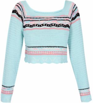 IZIA Sveter 'Boho'  tyrkysová / rosé / staroružová / čierna