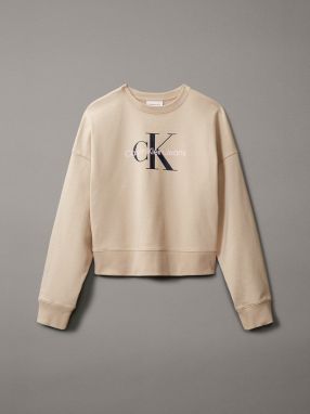 Calvin Klein Jeans Mikina  béžová / čierna / biela