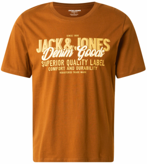JACK & JONES Tričko  karamelová / pastelovo žltá / biela