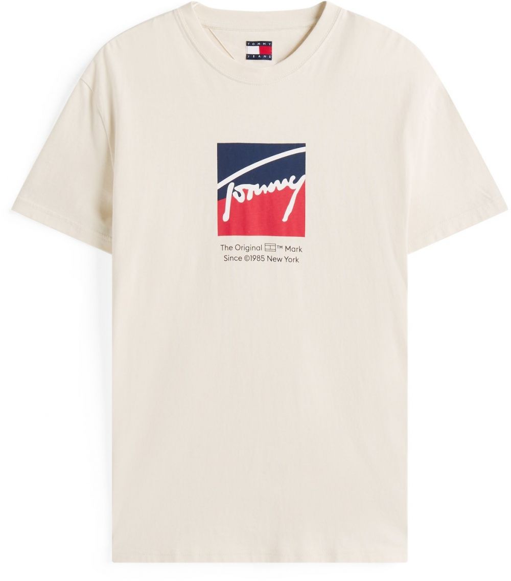Tommy Jeans Tričko  béžová / modrá / červená