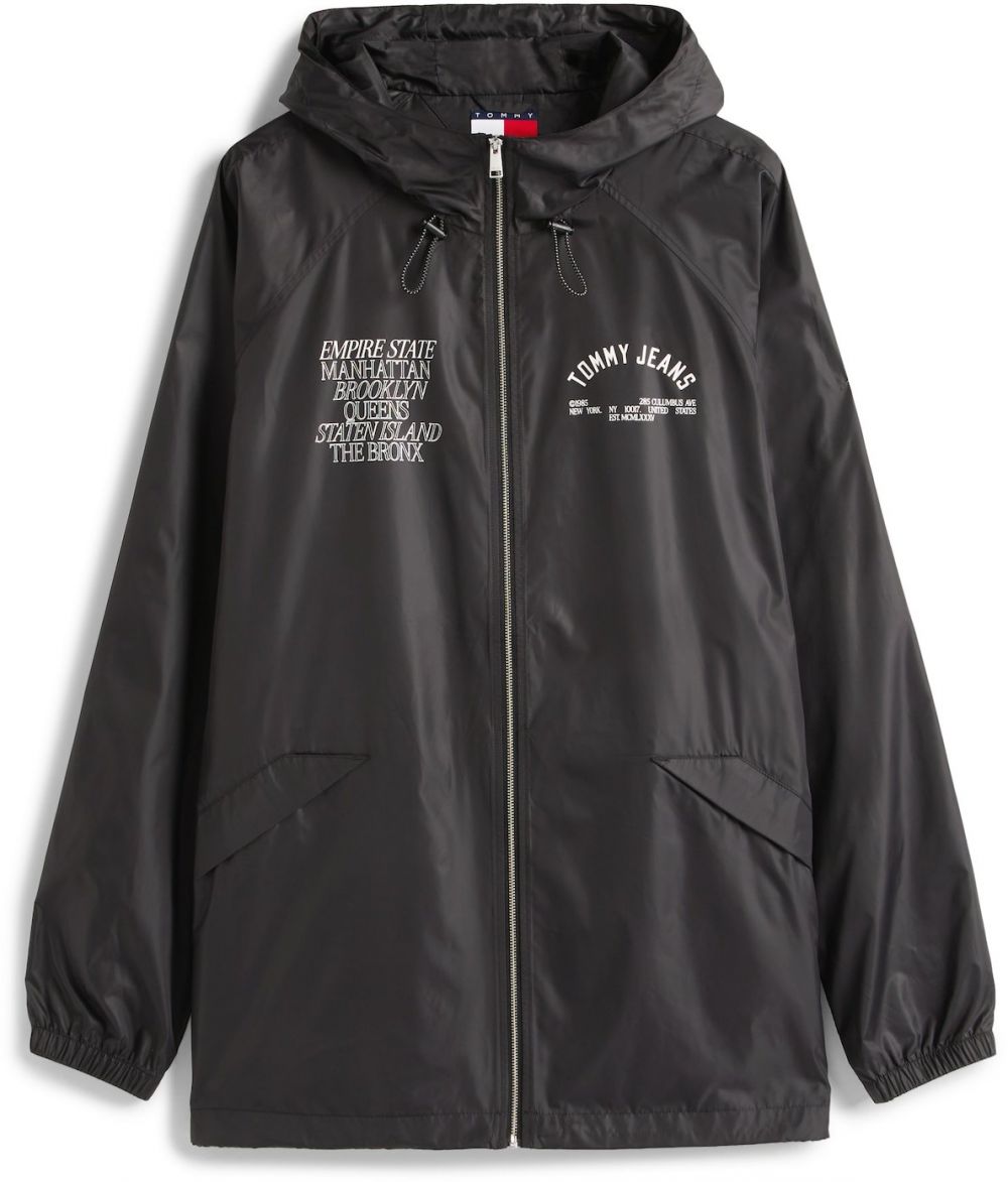 Tommy Jeans Prechodná bunda  čierna / šedobiela