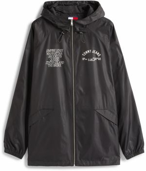 Tommy Jeans Prechodná bunda  čierna / šedobiela