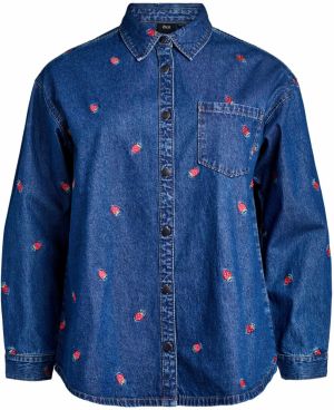 Zizzi Blúzka 'Jeva'  modrá denim / zelená / červená