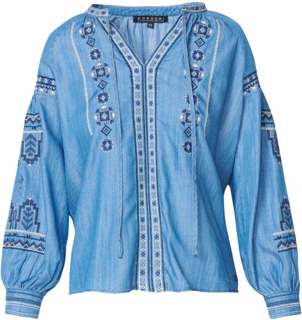 KOROSHI Blúzka  námornícka modrá / modrá denim / biela