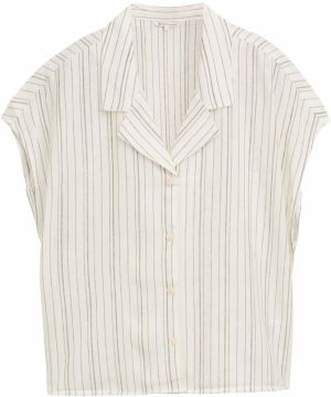 TOM TAILOR DENIM Blúzka  olivová / biela ako vlna