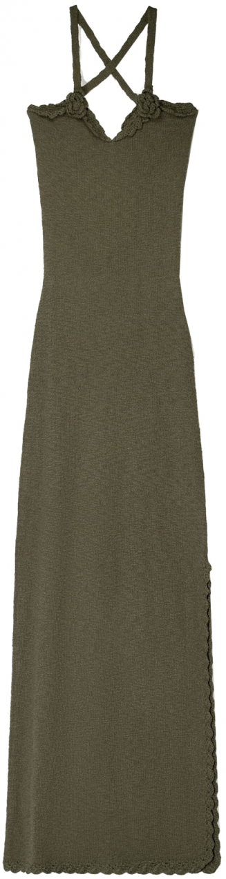 Bershka Pletené šaty  kaki