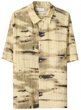 Bershka Košeľa  tmavobéžová / pastelovo žltá / čierna