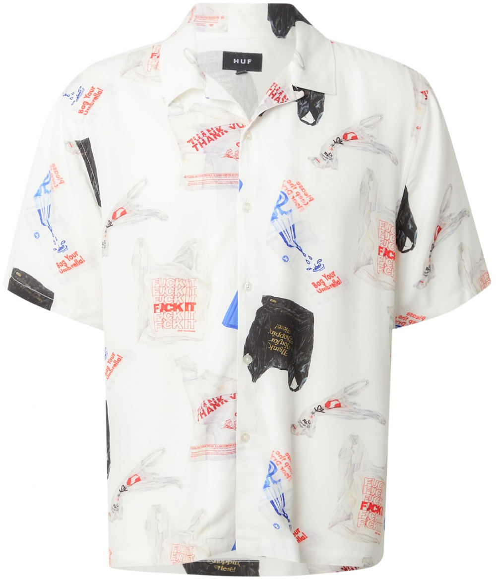 HUF Košeľa 'Merida'  kráľovská modrá / červená / čierna / šedobiela