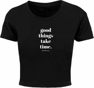 Merchcode Tričko 'Good Things Take Time'  čierna / biela