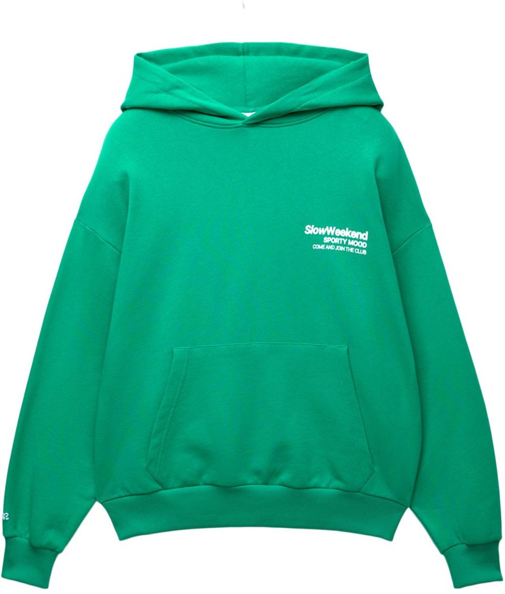 Pull&Bear Mikina  zelená / biela