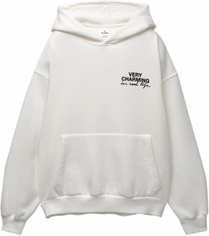 Pull&Bear Mikina  sivá / čierna / biela