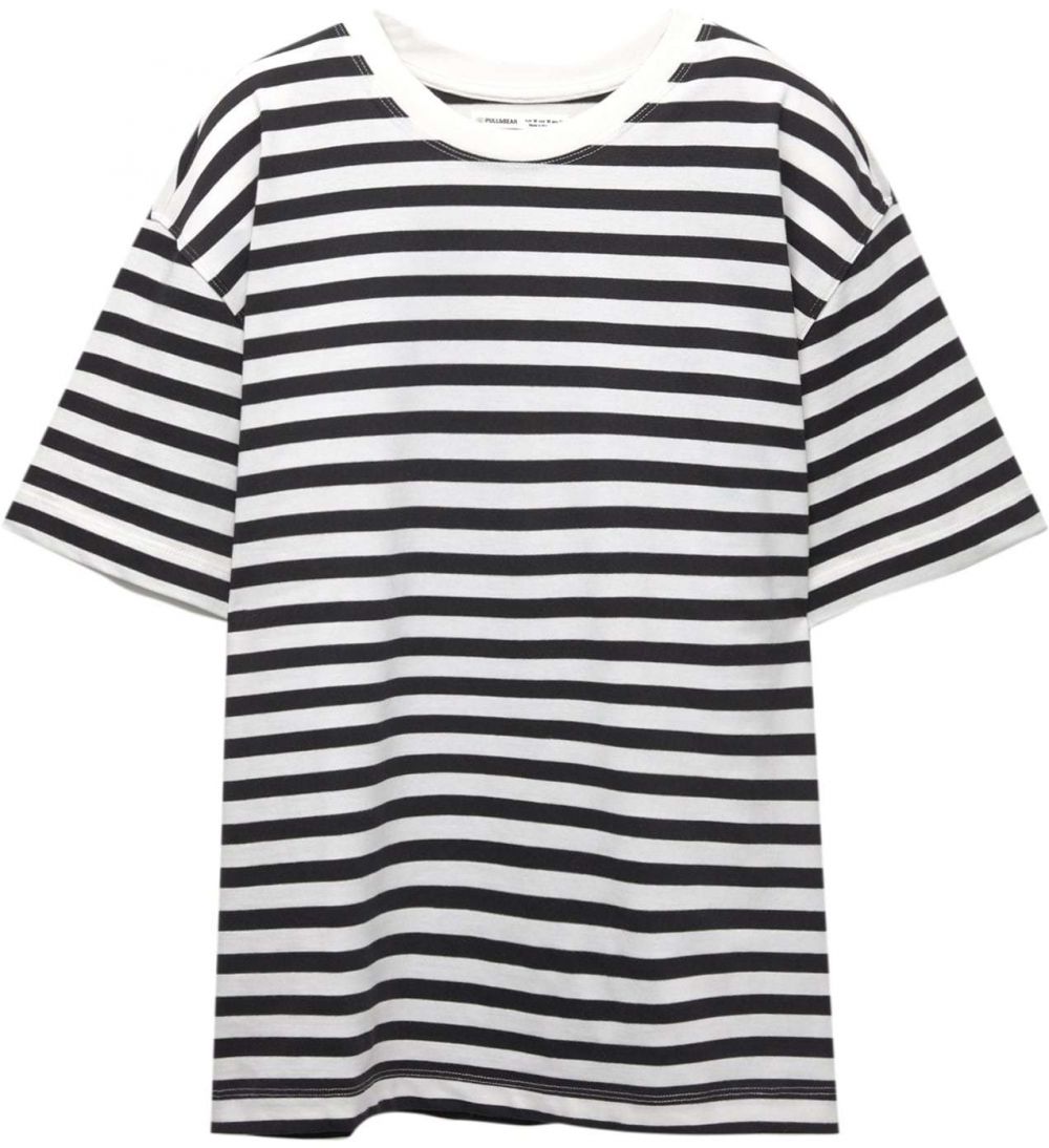 Pull&Bear Tričko  čierna / biela