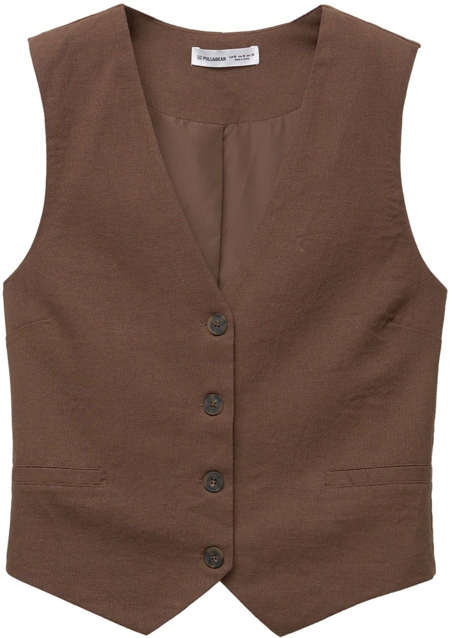 Pull&Bear Vesta k obleku  čokoládová