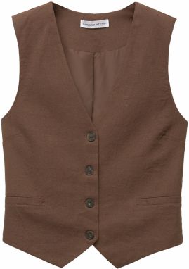 Pull&Bear Vesta k obleku  čokoládová