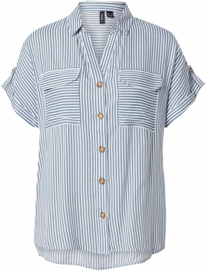 VERO MODA Blúzka 'VMBUMPY'  modrosivá / biela