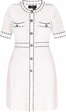 faina Pletené šaty 'Fashion Look'  čierna / šedobiela