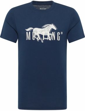 MUSTANG Tričko 'Austin'  námornícka modrá / svetlosivá / biela