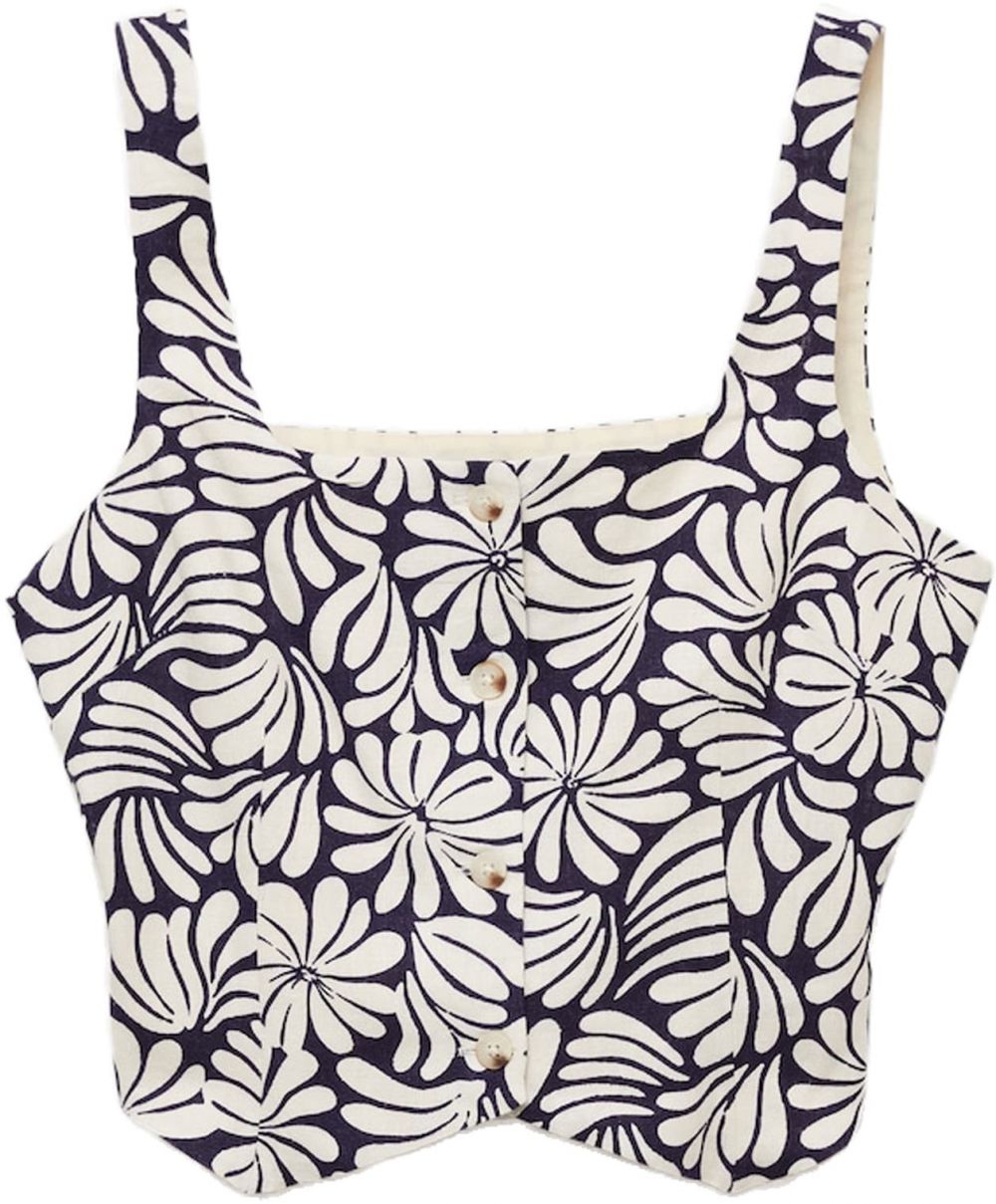 MANGO Top  svetlobéžová / námornícka modrá