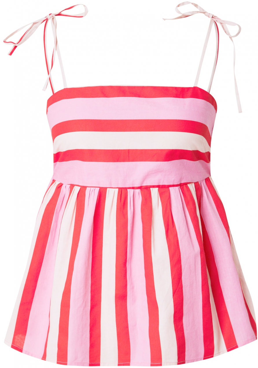 PIECES Top 'PCAmina'  ružová / krvavo červená / biela