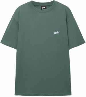 Pull&Bear Tričko 'STWD'  smaragdová / biela