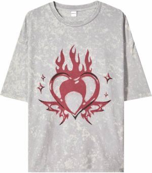 Bershka Tričko  sivá / svetlosivá / červená / čierna