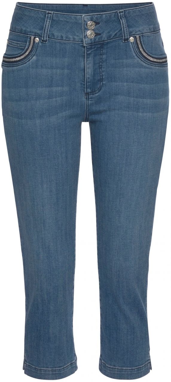 LASCANA Džínsy  modrá denim / strieborná
