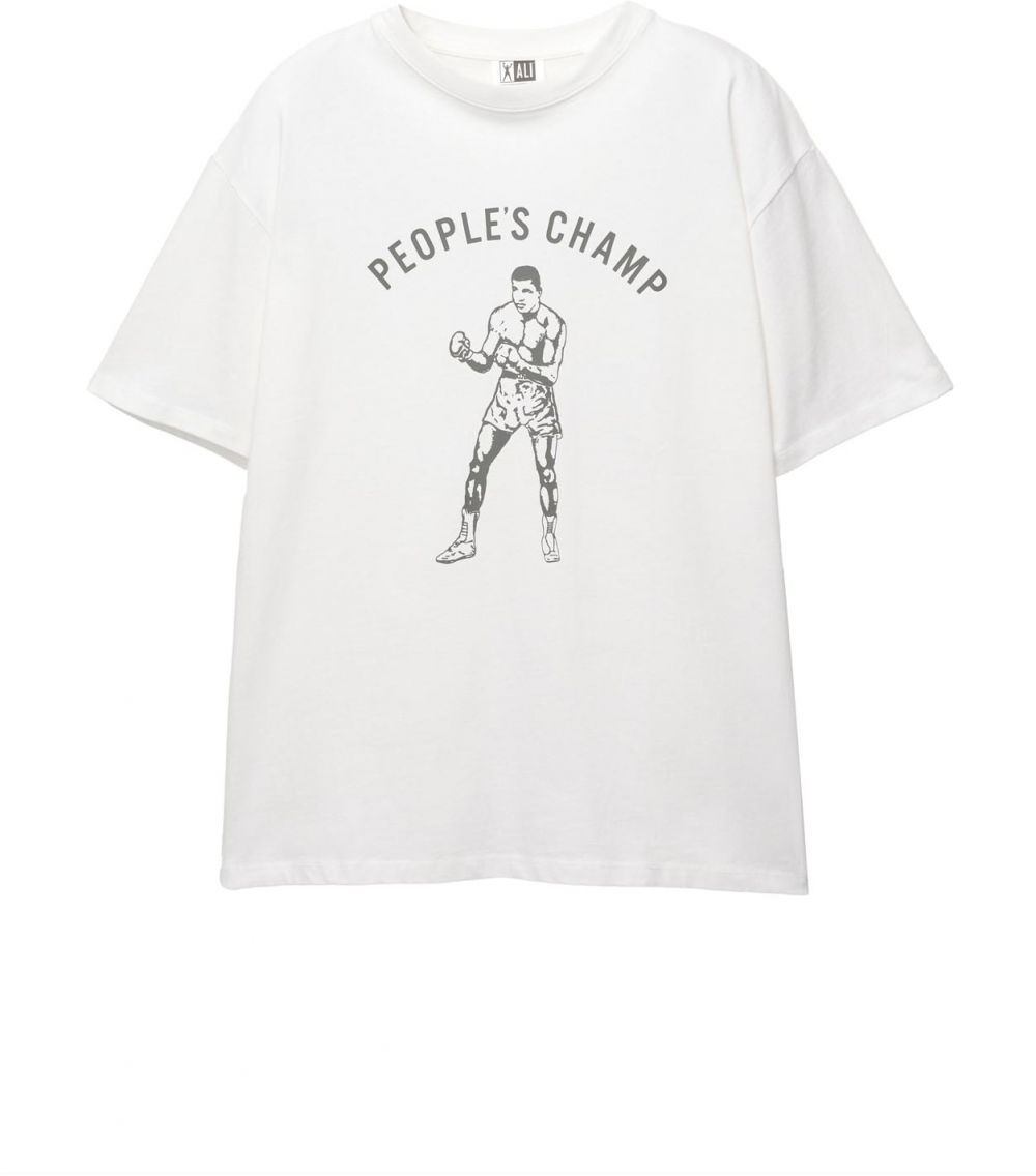 Pull&Bear Tričko 'ALI PEOPLE´S CHAMP'  čierna / biela