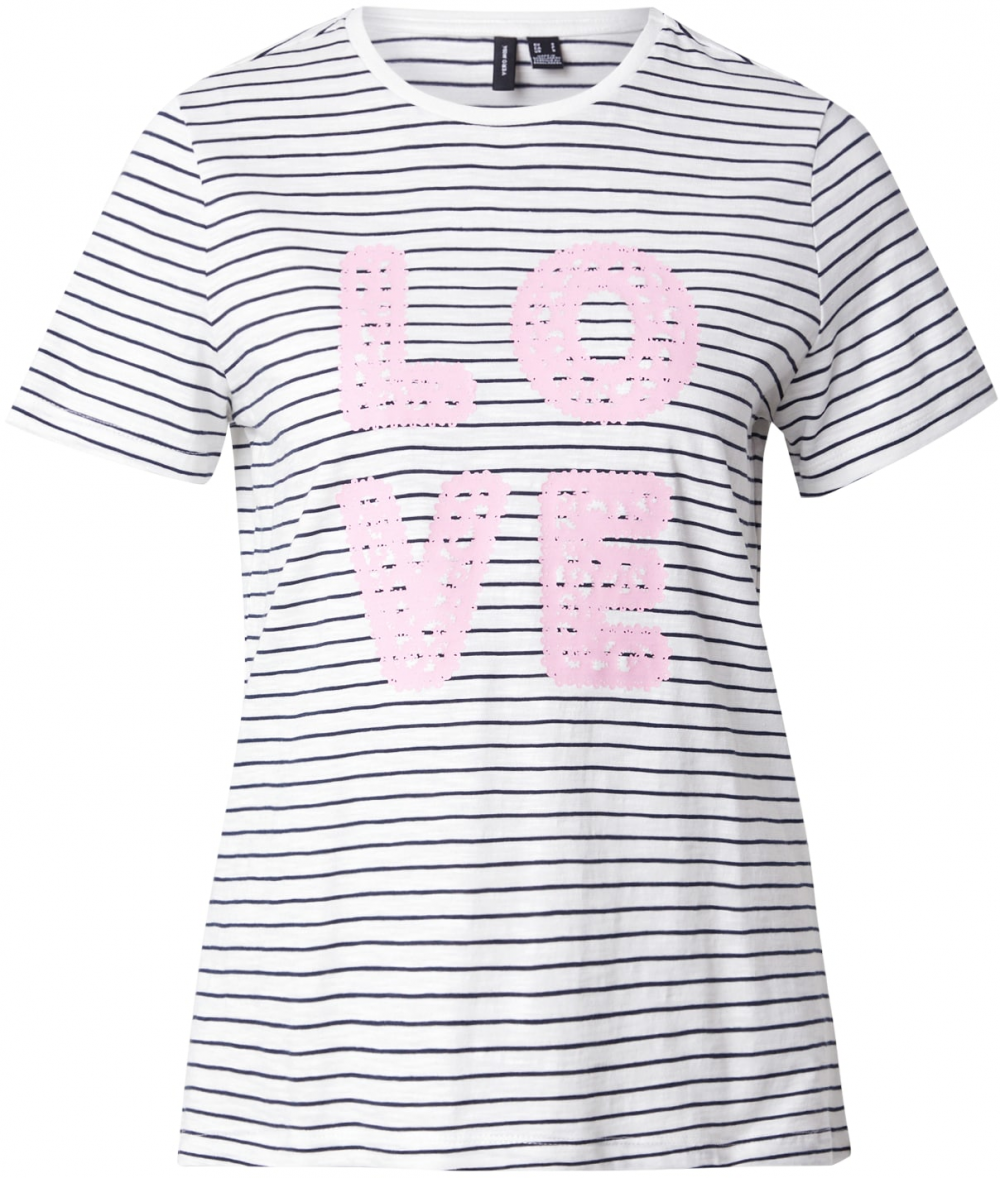 VERO MODA Tričko 'VMSIMONE'  ružová / čierna / biela