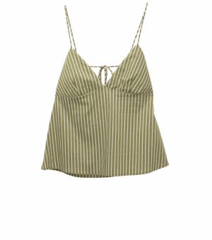 Pull&Bear Top  olivová / biela