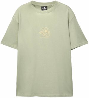 Pull&Bear Tričko  kaki / pastelovo zelená / oranžová