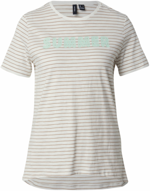 VERO MODA Tričko 'VMSIMONE'  béžová / svetlozelená / biela