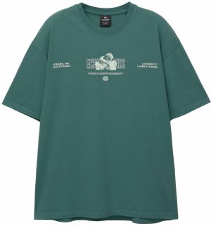 Pull&Bear Tričko  svetlobéžová / zelená / biela