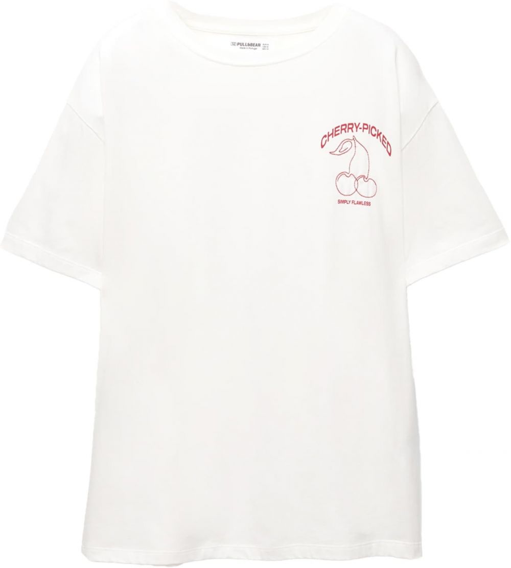 Pull&Bear Tričko  krvavo červená / biela