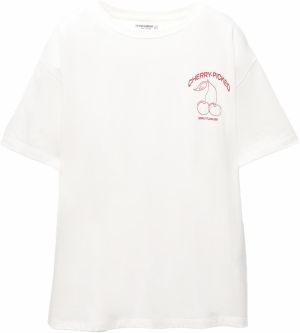 Pull&Bear Tričko  krvavo červená / biela