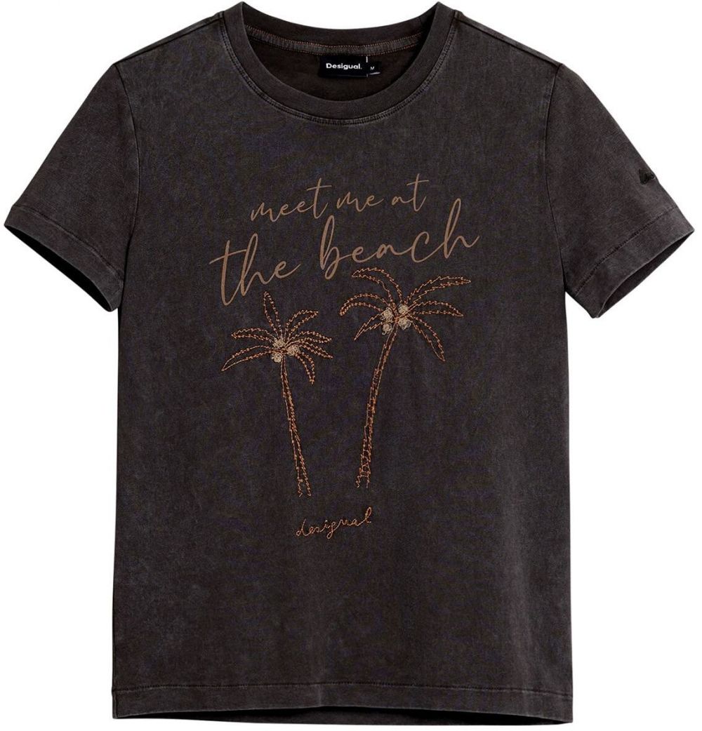 Desigual Tričko 'Palm Tree'  béžová / oranžová / čierna