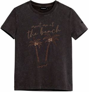 Desigual Tričko 'Palm Tree'  béžová / oranžová / čierna