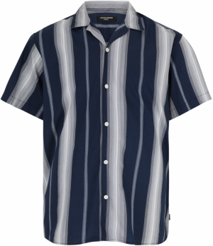 Jack & Jones Plus Košeľa 'JPRBLAPALERMO'  námornícka modrá / svetlosivá / biela