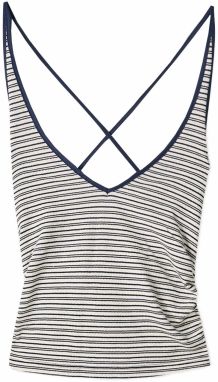Bershka Top  námornícka modrá / šedobiela