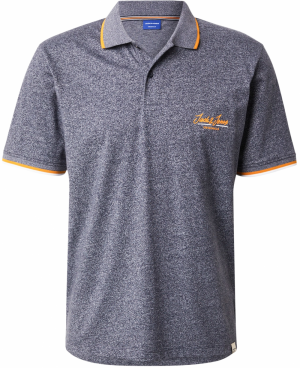 JACK & JONES Tričko 'JORTEN'  modrá melírovaná / oranžová / biela