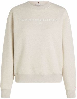 TOMMY HILFIGER Mikina  béžová melírovaná / biela