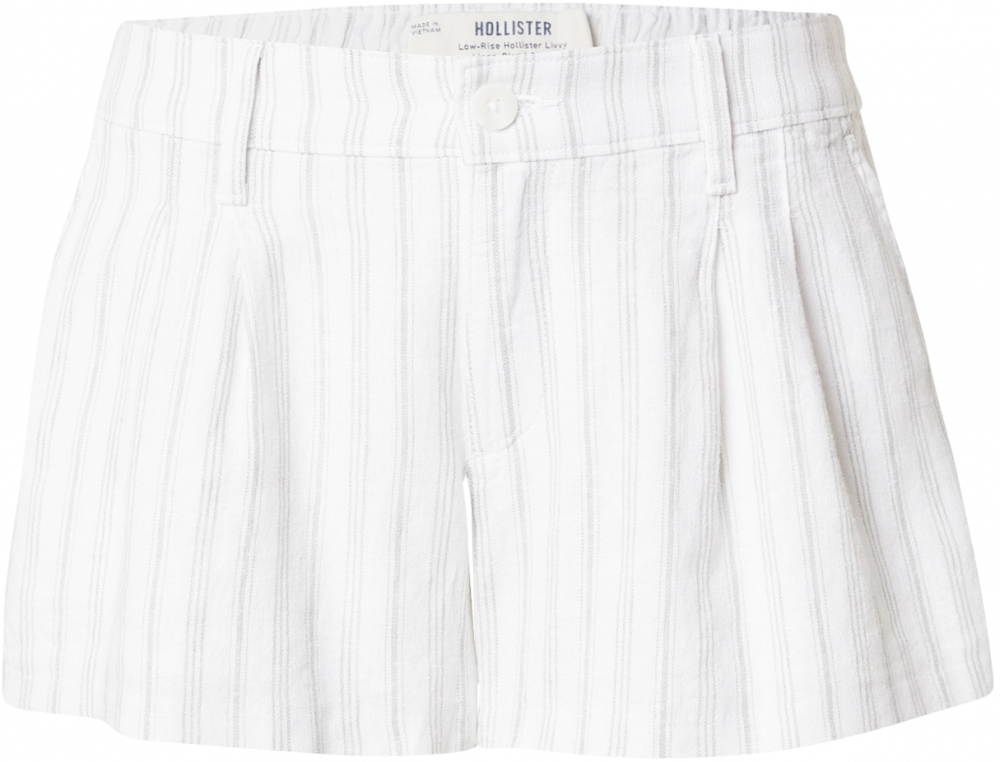 HOLLISTER Plisované nohavice 'LIVVY'  sivá / biela