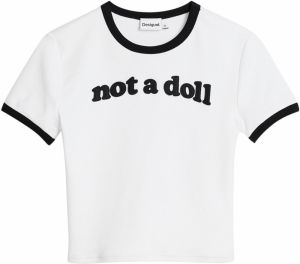 Desigual Tričko 'Not a Doll'  čierna / biela