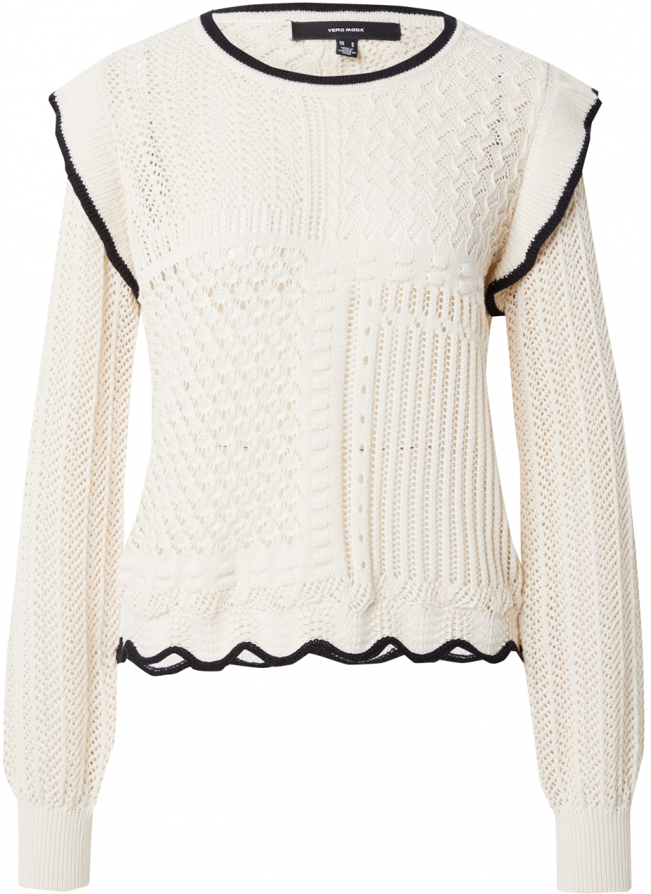 VERO MODA Sveter 'MADELYN'  šampanské / čierna