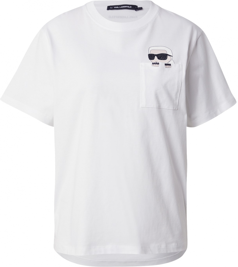 Karl Lagerfeld Tričko 'IKON PEAK-A-BOO'  krémová / čierna / biela