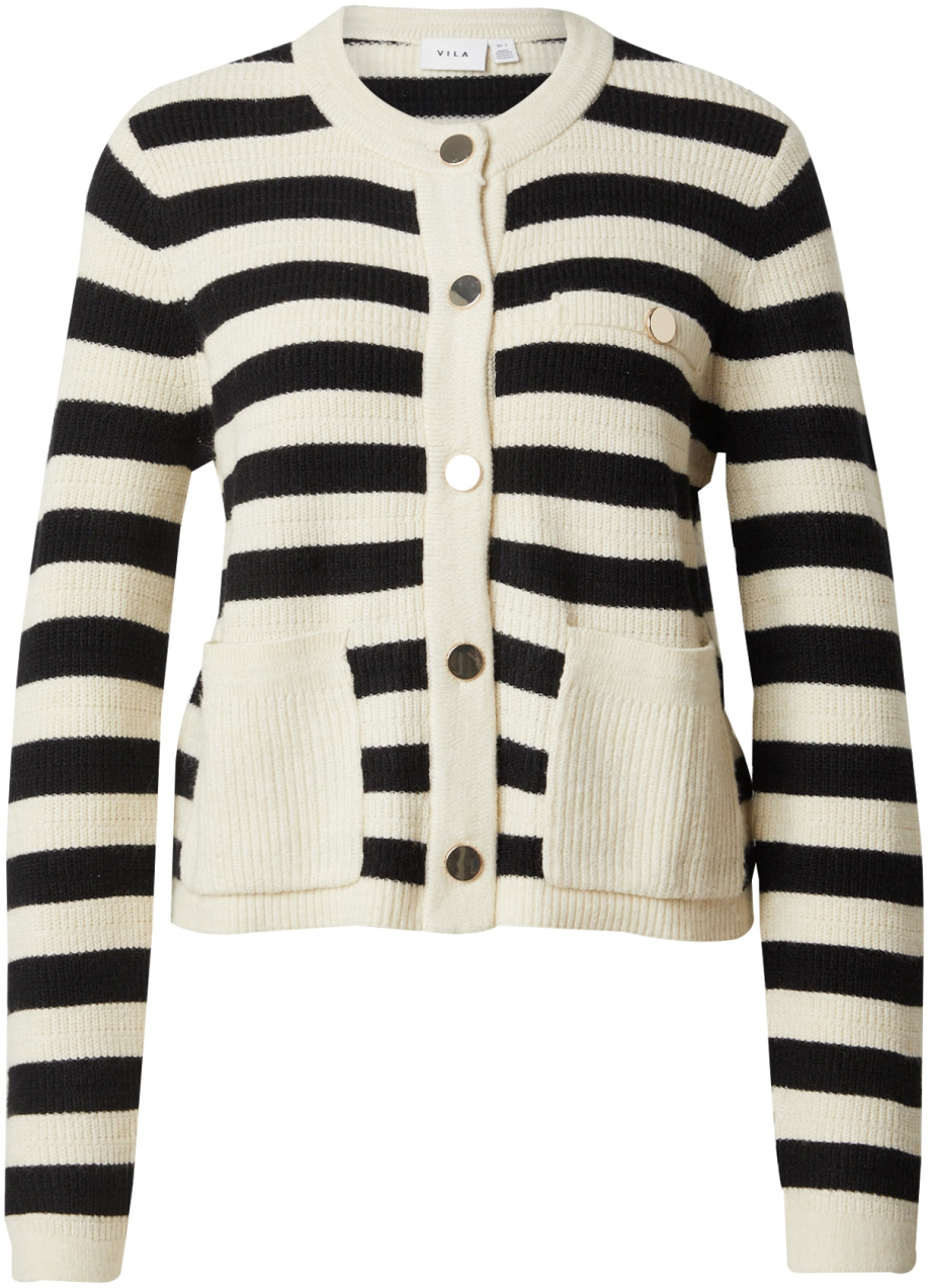 VILA Kardigán 'DREA'  čierna / biela ako vlna