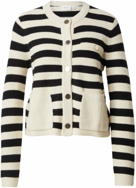 VILA Kardigán 'DREA'  čierna / biela ako vlna